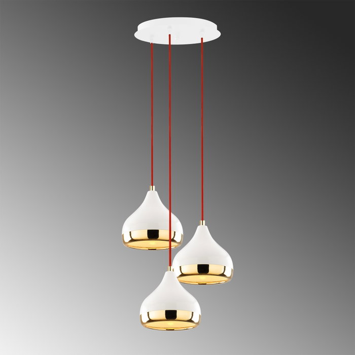 Opviq Lámpara de araña Plain Glam ajustable en Blanco, Rojo y Dorado